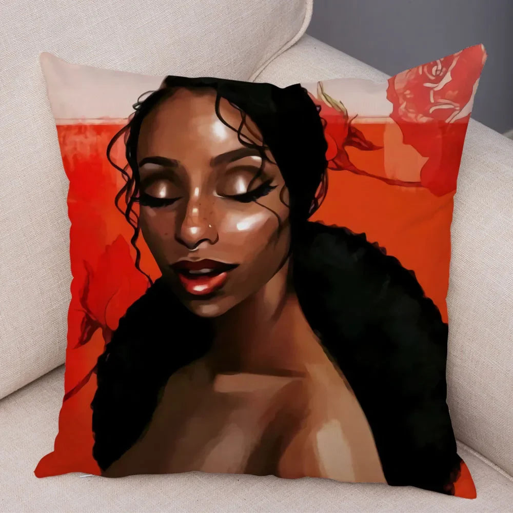 Afro Glow Kussenhoes – Stylish Black Art voor Sofa & Slaapkamer