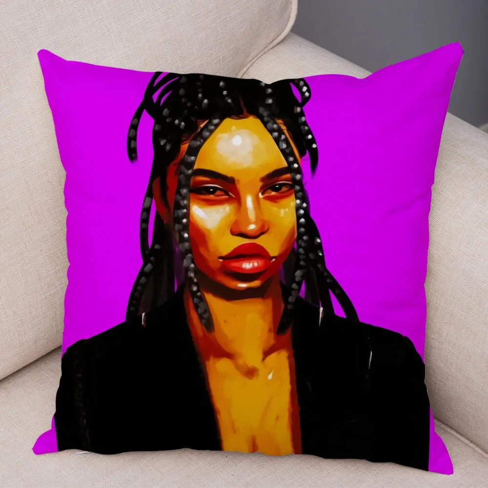 Afro Glow Kussenhoes – Stylish Black Art voor Sofa & Slaapkamer