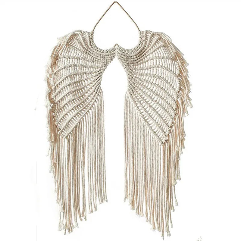 Bohemian Angel Wings Wall Art – Handwoven Macramé in Cotton