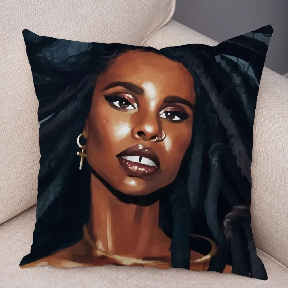 Afro Glow Kussenhoes – Stylish Black Art voor Sofa & Slaapkamer