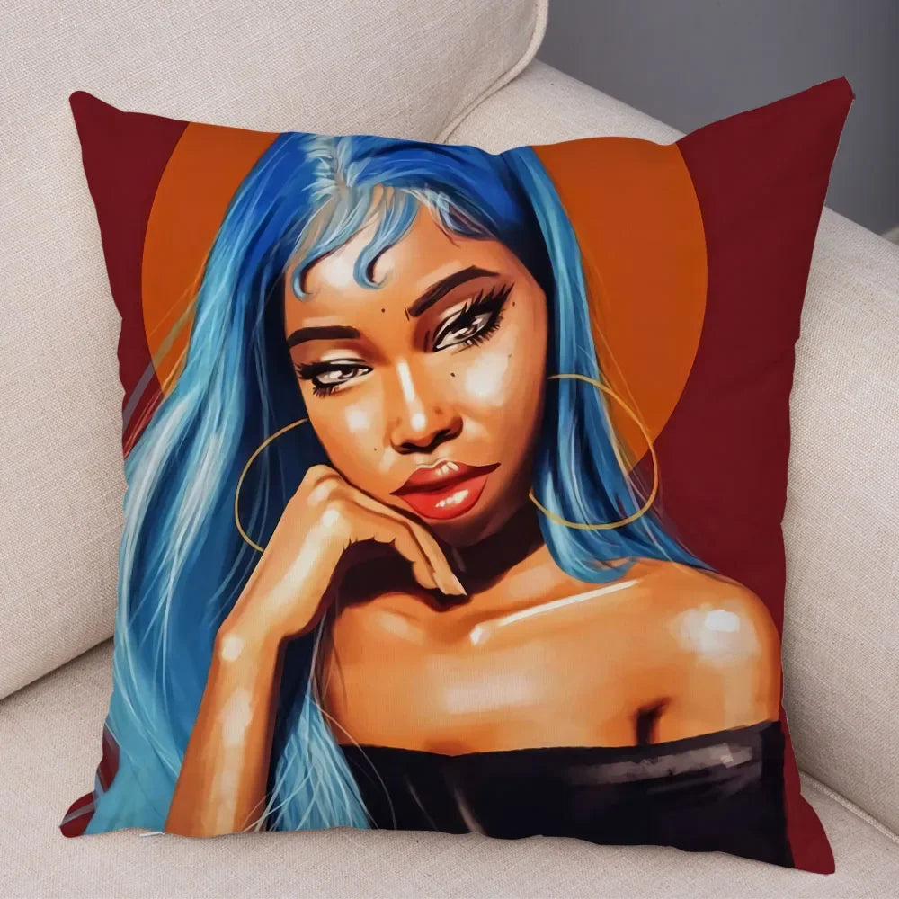 Afro Glow Kussenhoes – Stylish Black Art voor Sofa & Slaapkamer