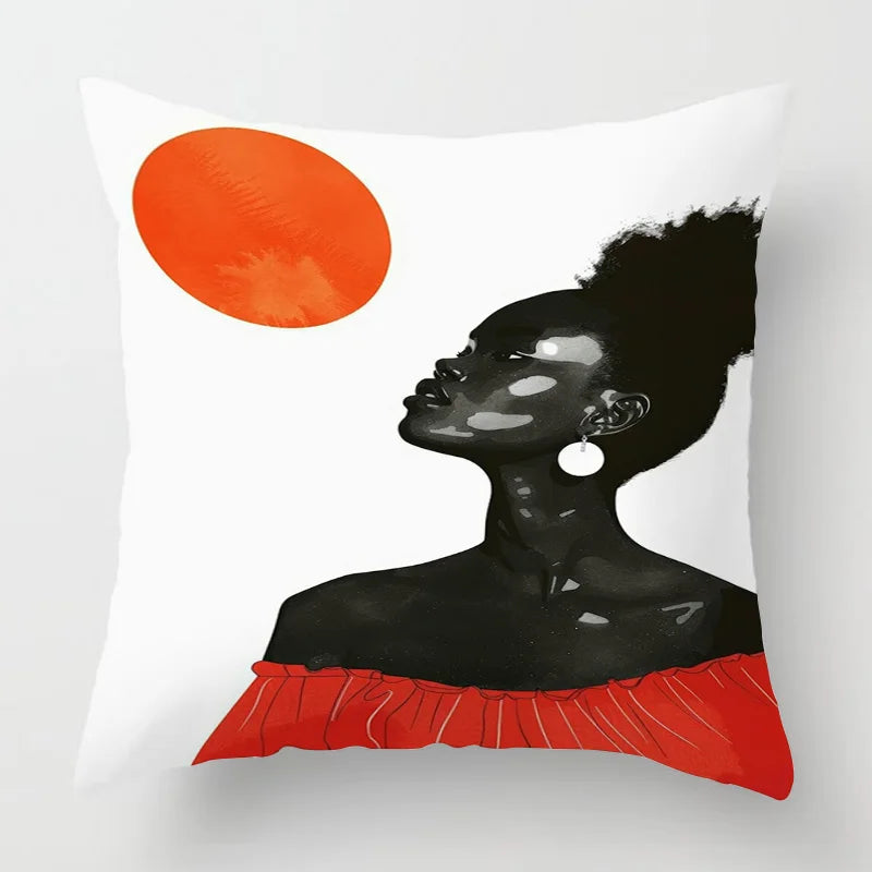 Abstract Black Art Kussenhoes – Organisch Portret Design