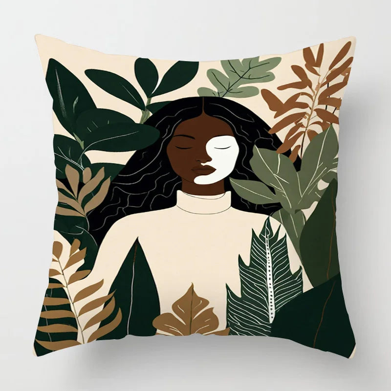 Abstract Black Art Kussenhoes – Organisch Portret Design