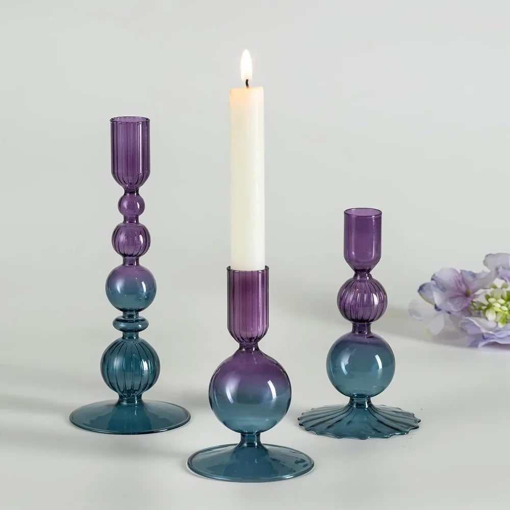 3-Piece Set of Glass Candle Holders – Stylish Table Decoration