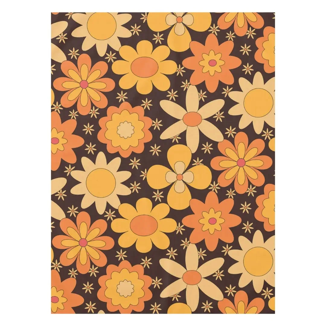Groovy Flower Power Tafelkleed – Retro Bloemen vibes