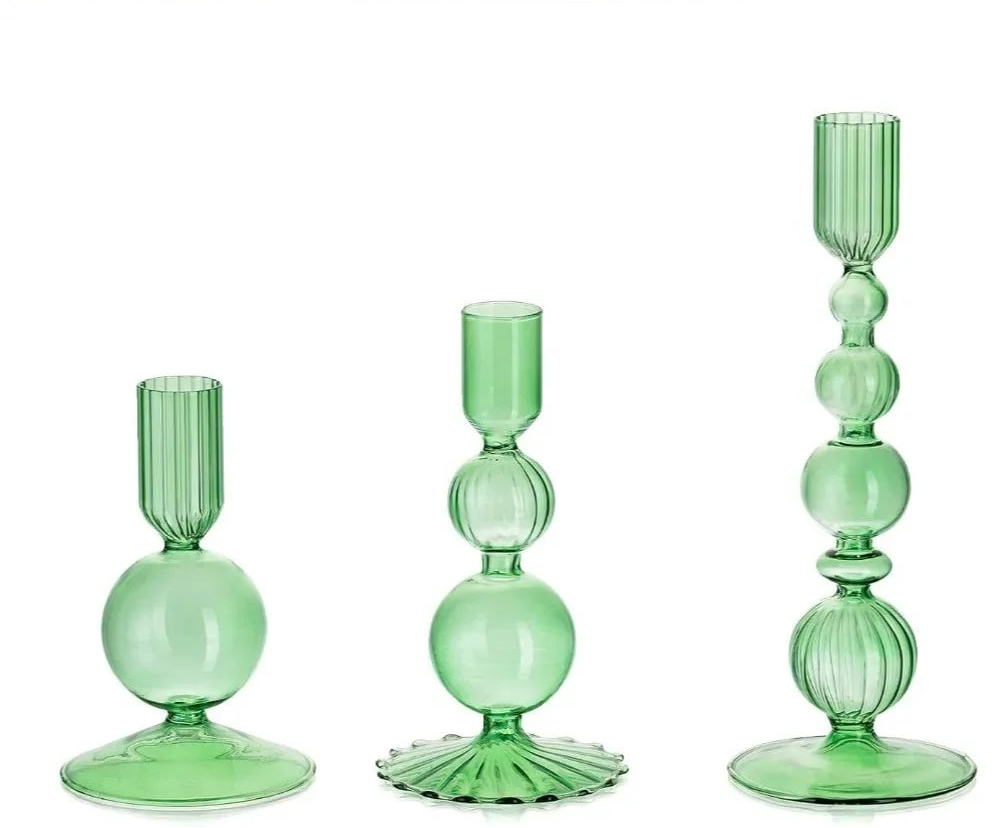 3-Piece Set of Glass Candle Holders – Stylish Table Decoration
