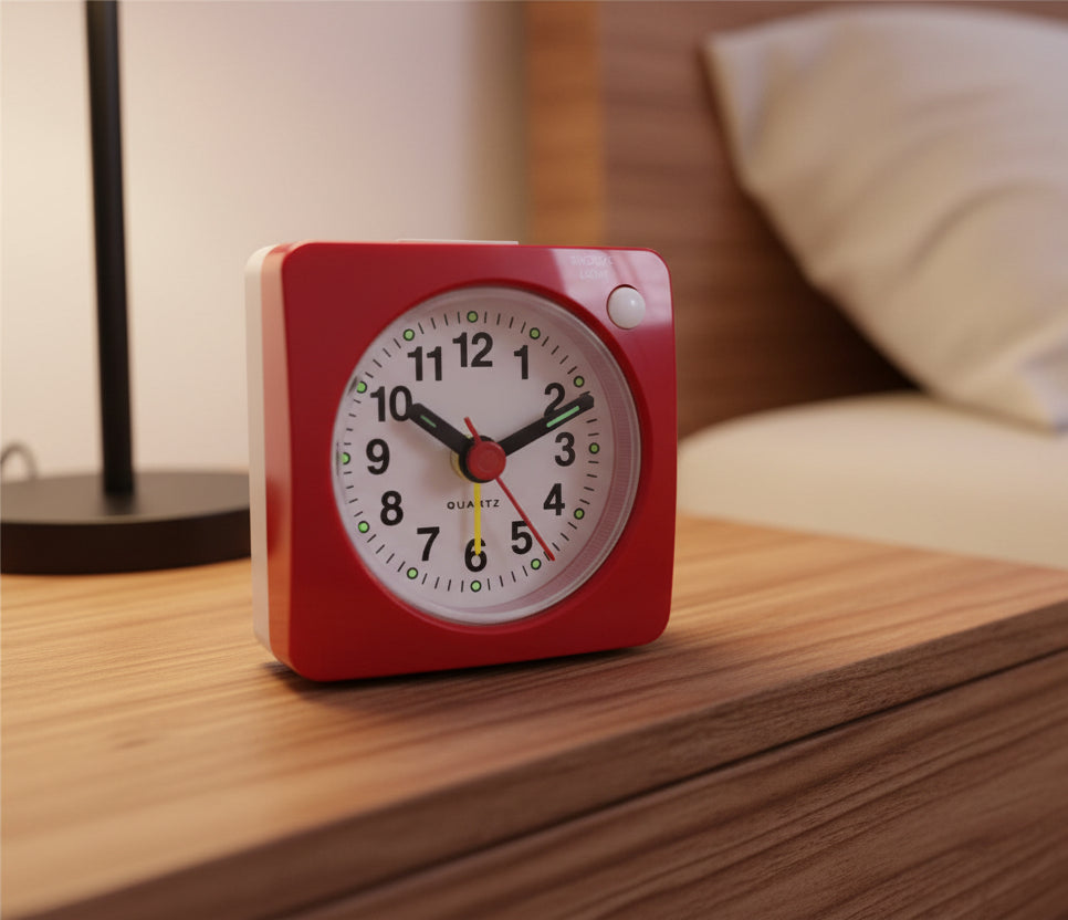Mini Vierkante Wekker – Retro Vormgeving & Kleurrijk