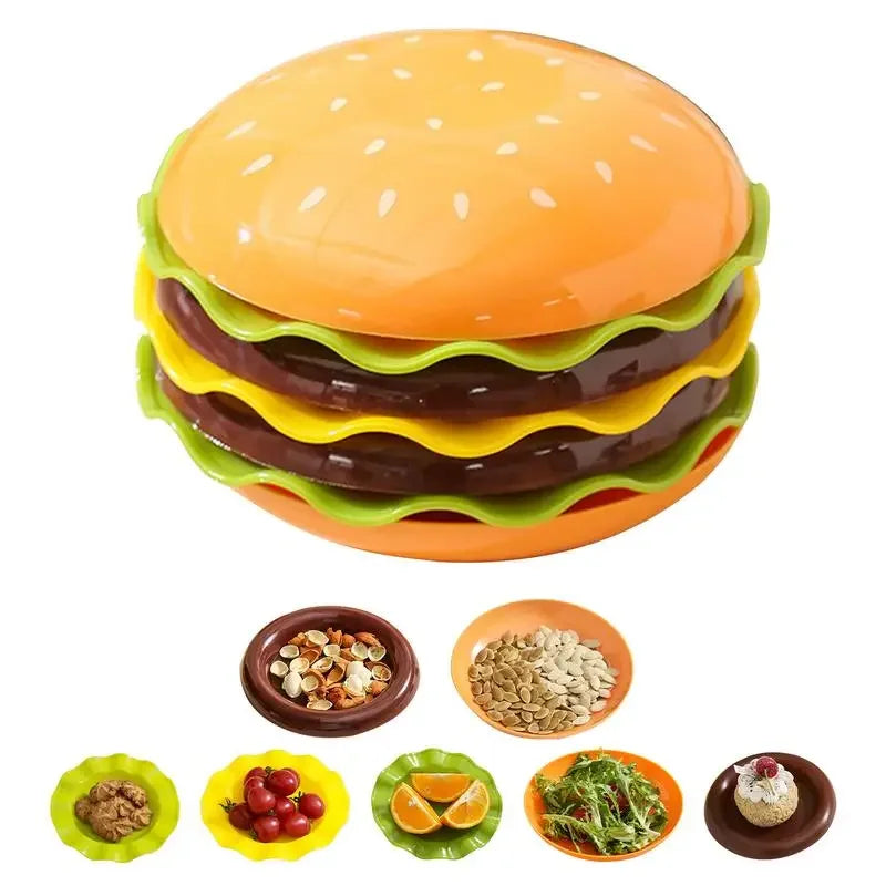 Hamburger Stacking Plate Set – Playful Burger Plates (5- or 7-piece)