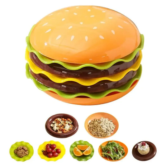 Hamburger Stacking Plate Set – Playful Burger Plates (5- or 7-piece)