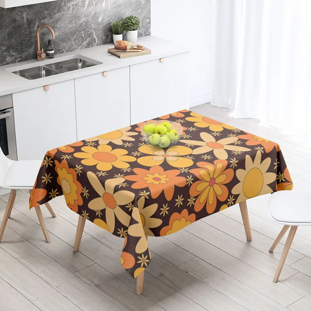 Groovy Flower Power Tafelkleed – Retro Bloemen vibes