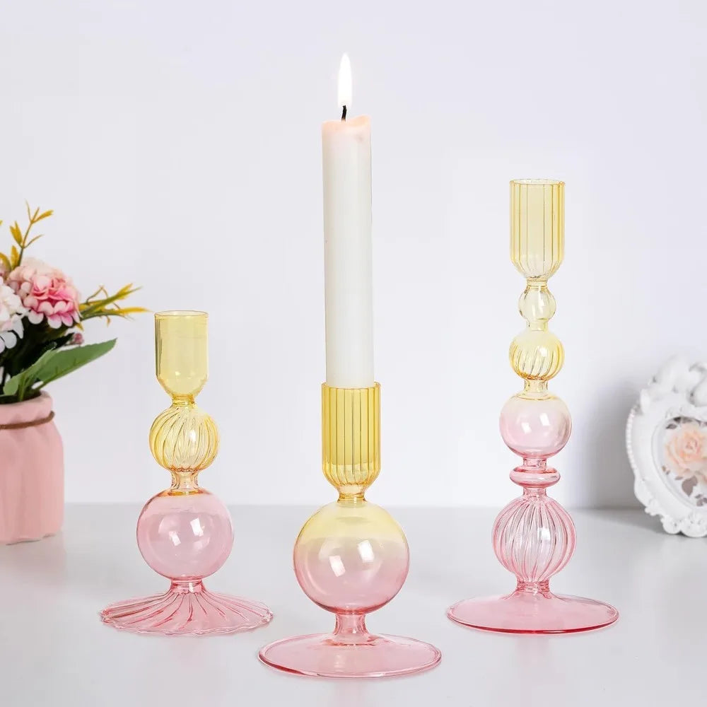 3-Piece Set of Glass Candle Holders – Stylish Table Decoration