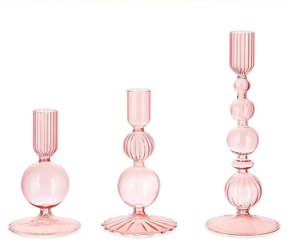 3-Piece Set of Glass Candle Holders – Stylish Table Decoration