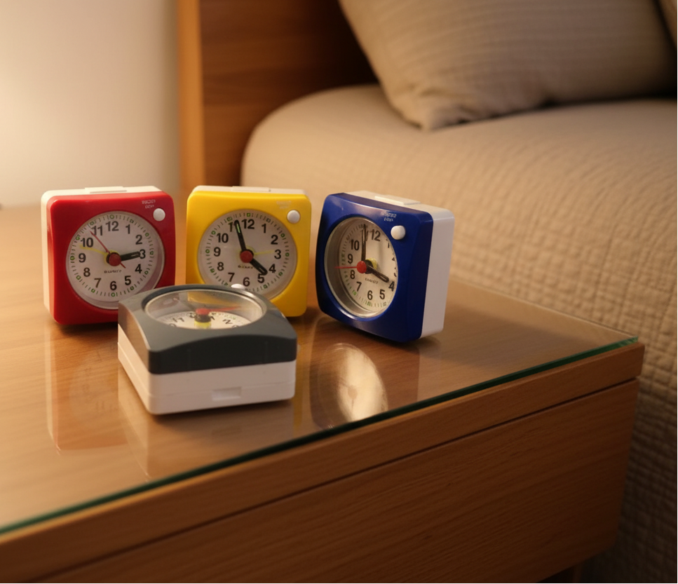 Mini Vierkante Wekker – Retro Vormgeving & Kleurrijk