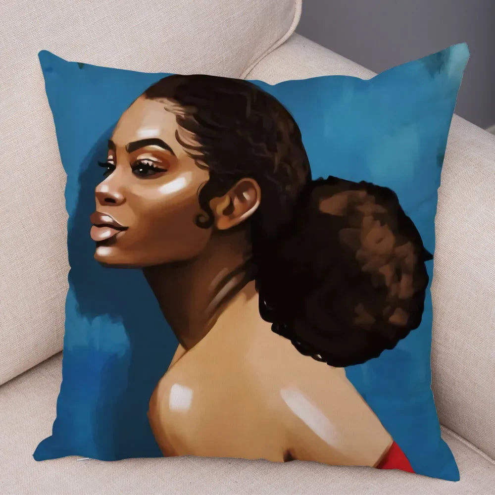 Afro Glow Kussenhoes – Stylish Black Art voor Sofa & Slaapkamer