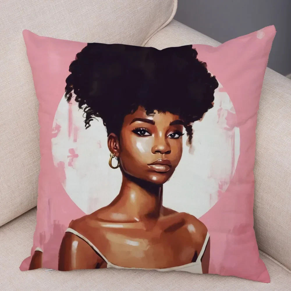 Afro Glow Kussenhoes – Stylish Black Art voor Sofa & Slaapkamer