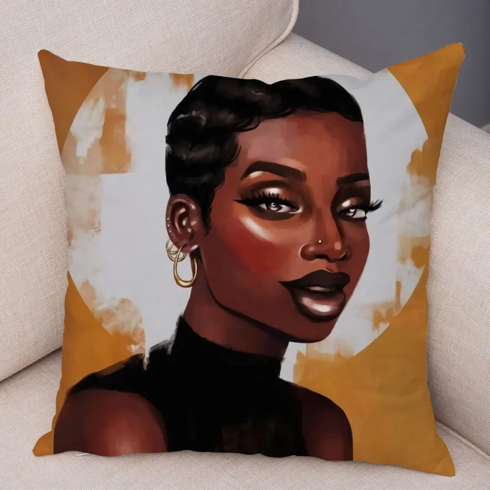Afro Glow Kussenhoes – Stylish Black Art voor Sofa & Slaapkamer