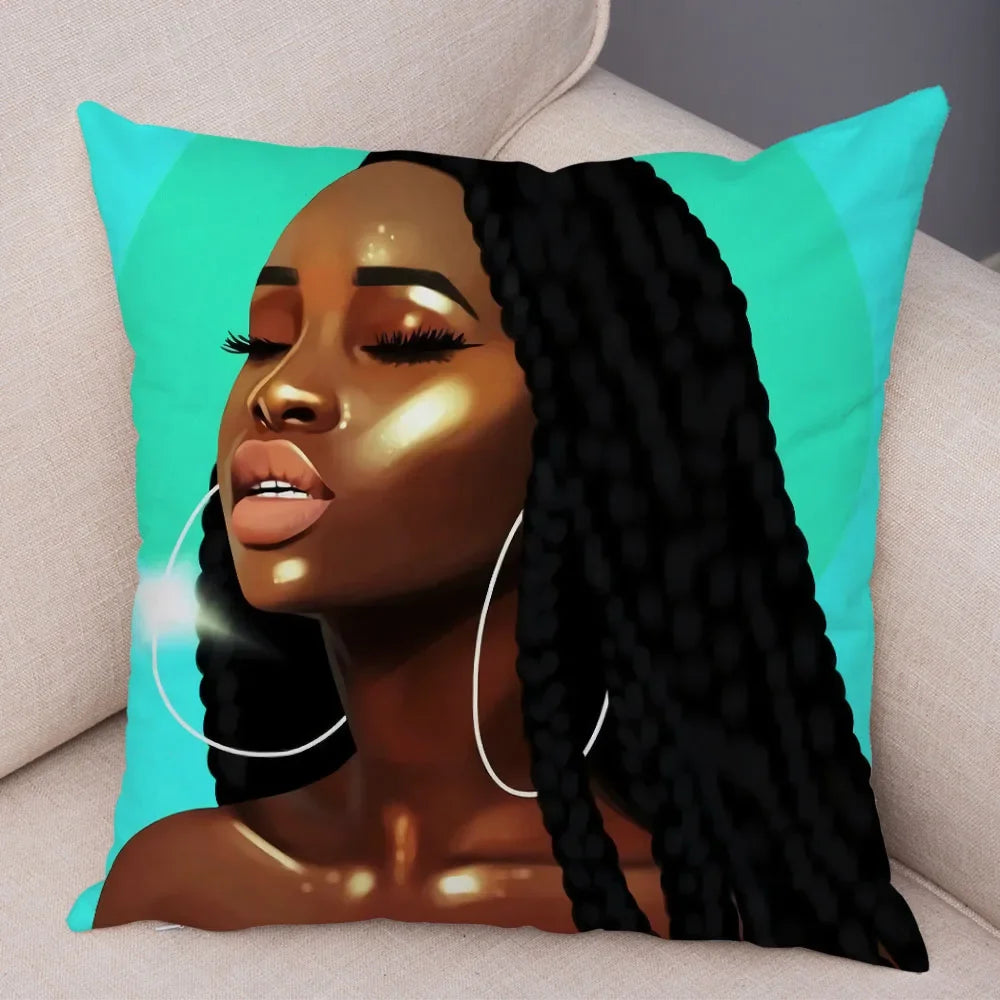 Afro Glow Kussenhoes – Stylish Black Art voor Sofa & Slaapkamer