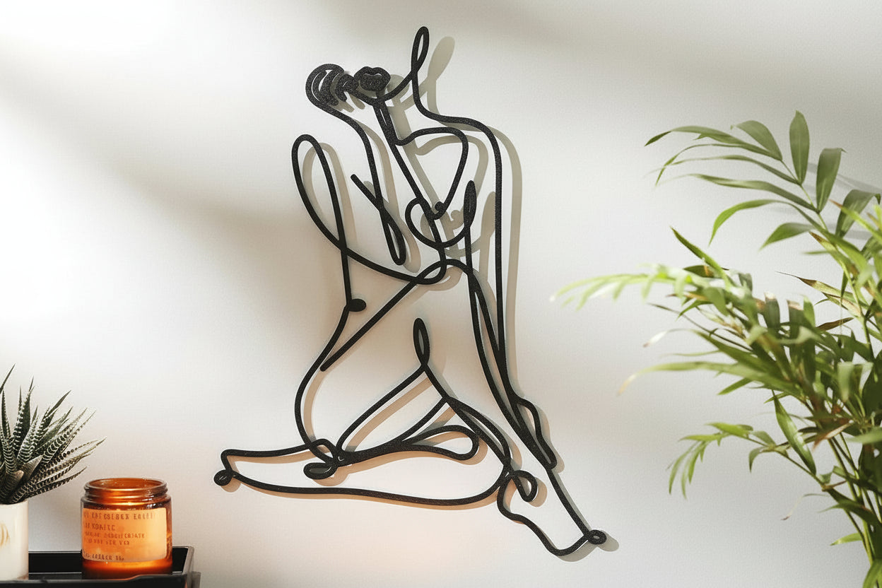 Minimalistische Metalen Vrouw Wire Art – Abstracte Wanddecoratie