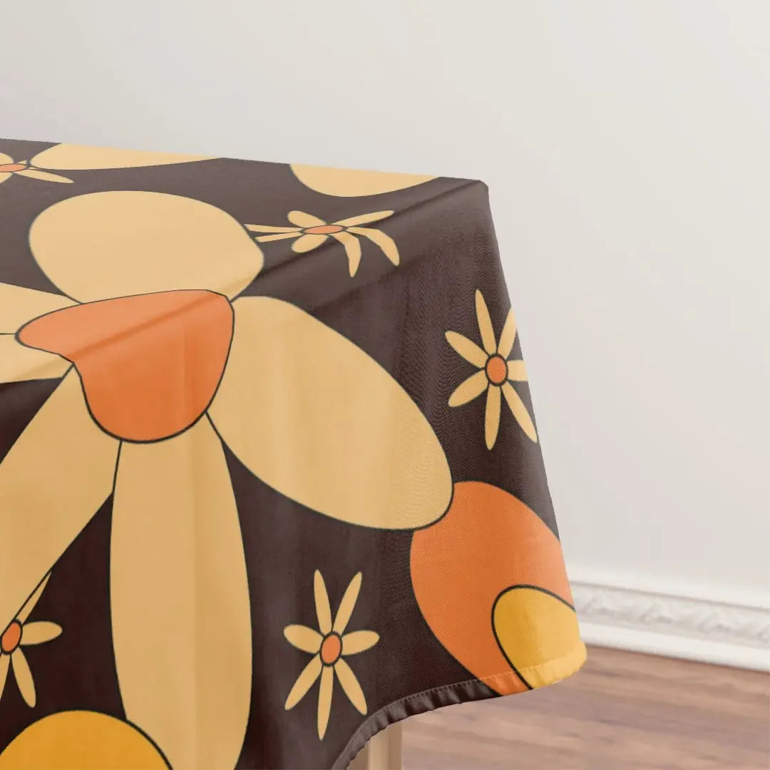 Groovy Flower Power Tafelkleed – Retro Bloemen vibes