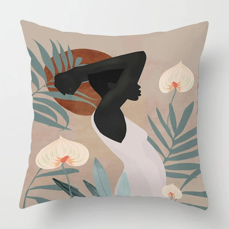 Abstract Black Art Kussenhoes – Organisch Portret Design