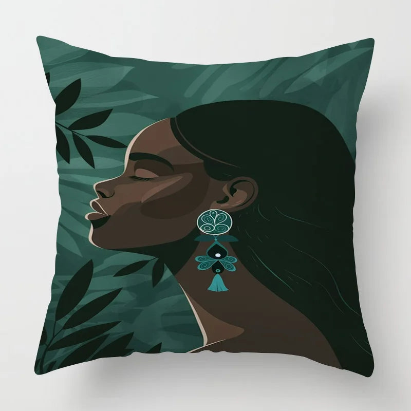 Abstract Black Art Kussenhoes – Organisch Portret Design