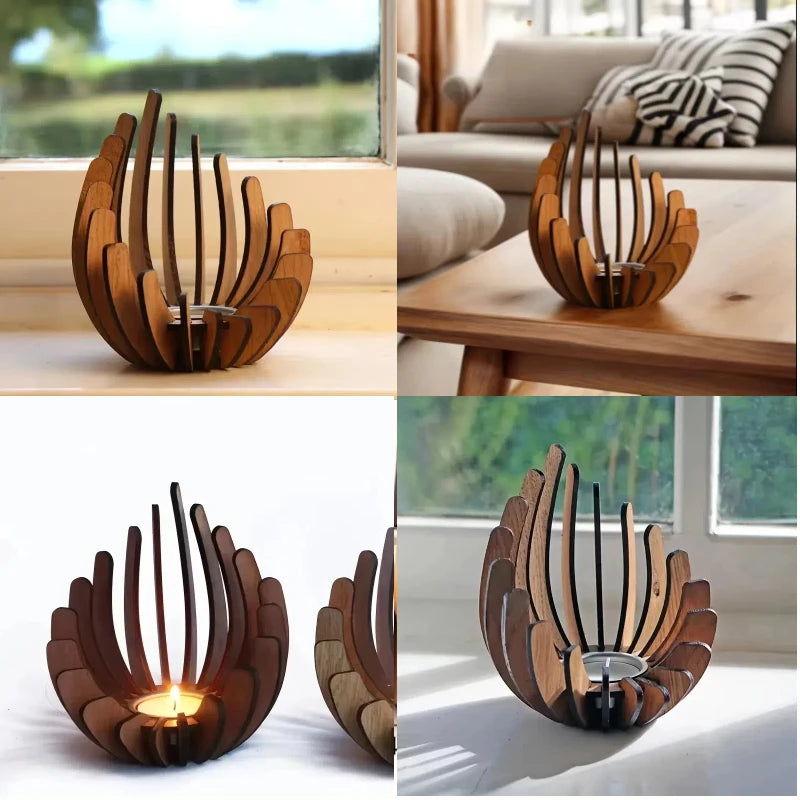 GlowTree Wooden Candle Holder – Warm Light in Wood
