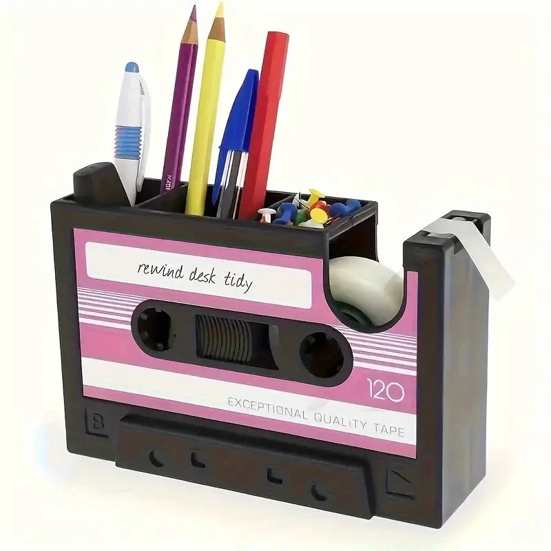 Retro Tape Pen Holder – Desk Organizer &amp; Stationery Storage