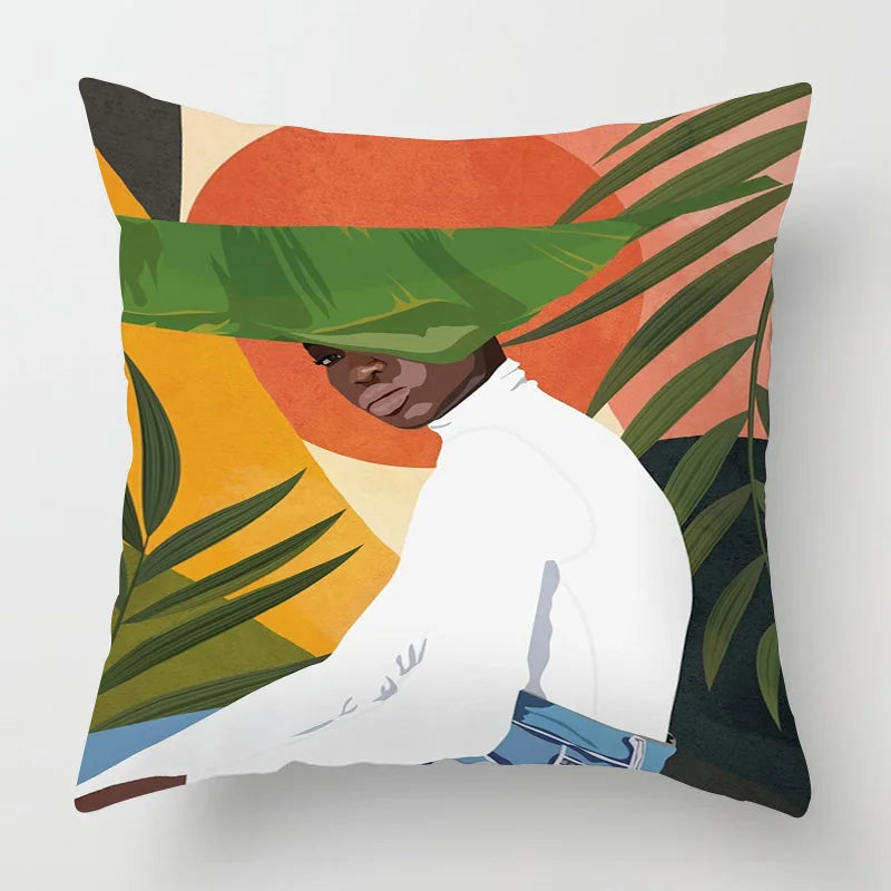 Abstract Black Art Kussenhoes – Organisch Portret Design