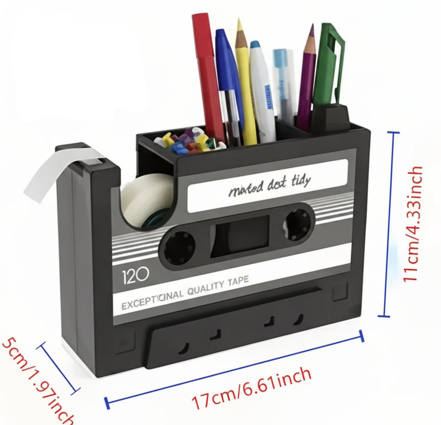 Retro Tape Pen Holder – Desk Organizer &amp; Stationery Storage