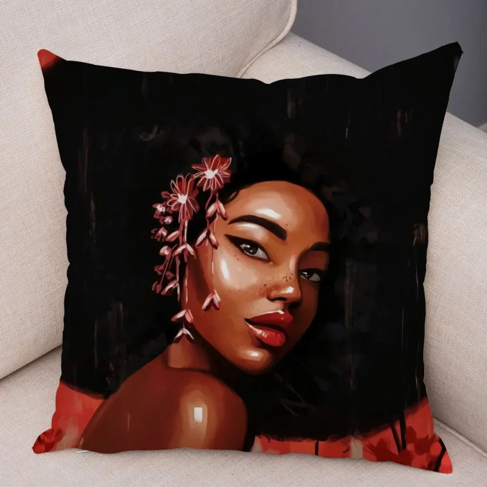 Afro Glow Kussenhoes – Stylish Black Art voor Sofa & Slaapkamer