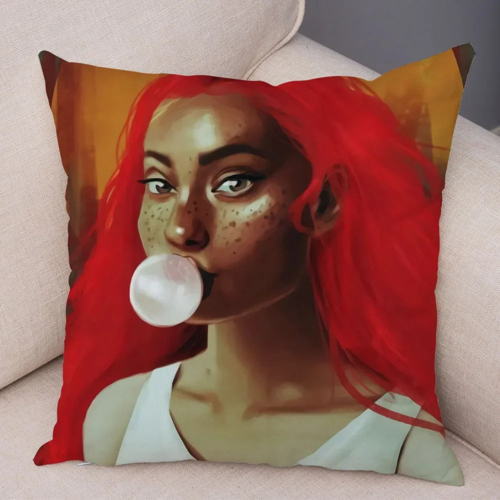 Afro Glow Kussenhoes – Stylish Black Art voor Sofa & Slaapkamer