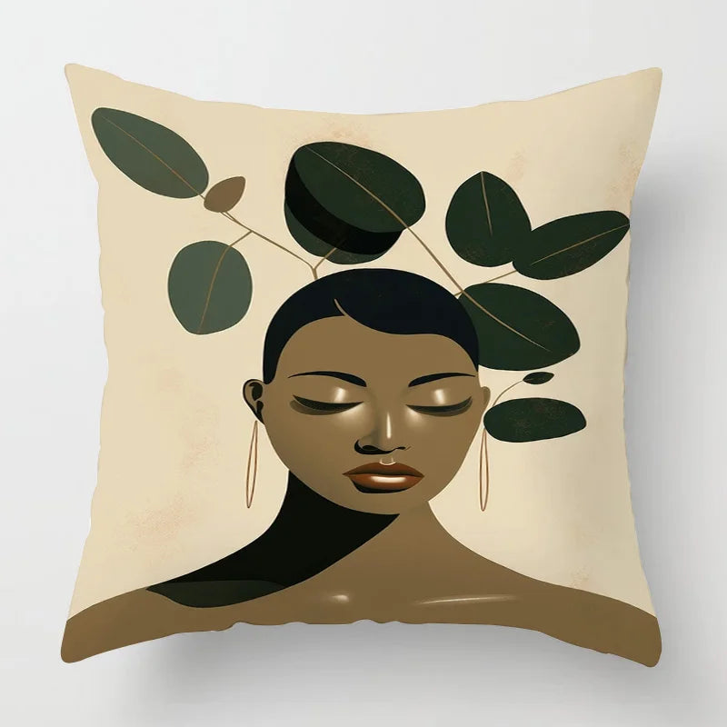 Abstract Black Art Kussenhoes – Organisch Portret Design