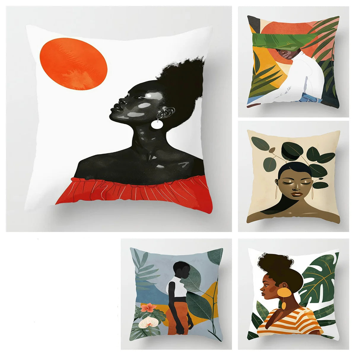 Abstract Black Art Kussenhoes – Organisch Portret Design