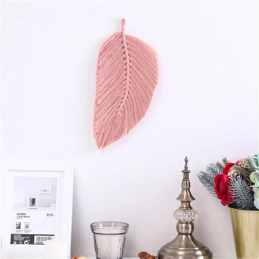Macrame Leaves Wall Art – Handmade Boho Wall Hanging (15×30 cm)