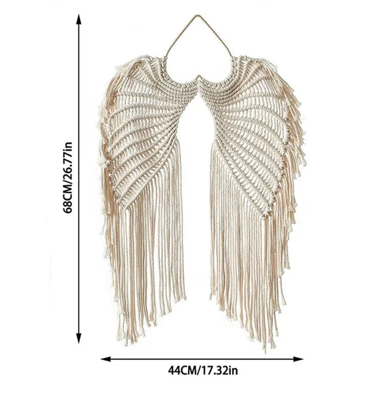Bohemian Angel Wings Wall Art – Handwoven Macramé in Cotton