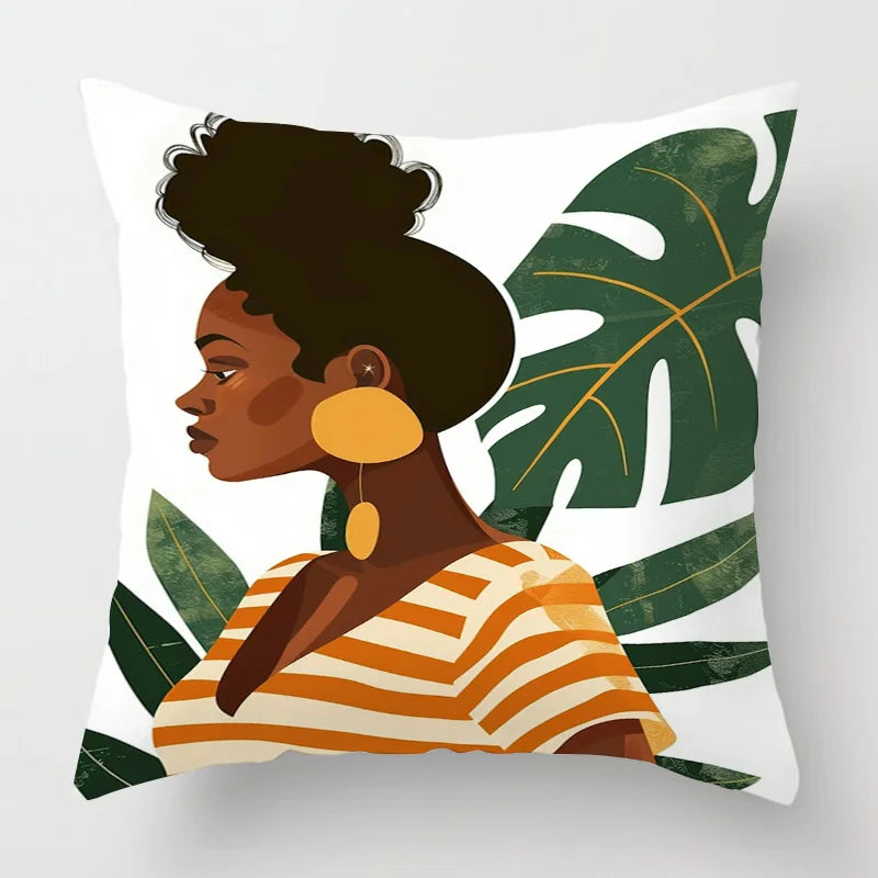 Abstract Black Art Kussenhoes – Organisch Portret Design