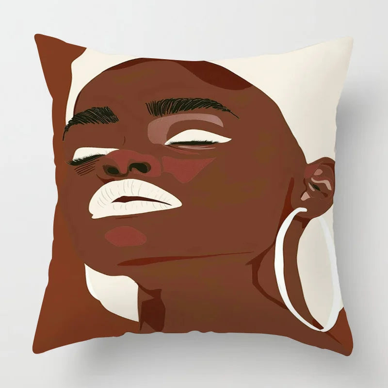 Abstract Black Art Kussenhoes – Organisch Portret Design