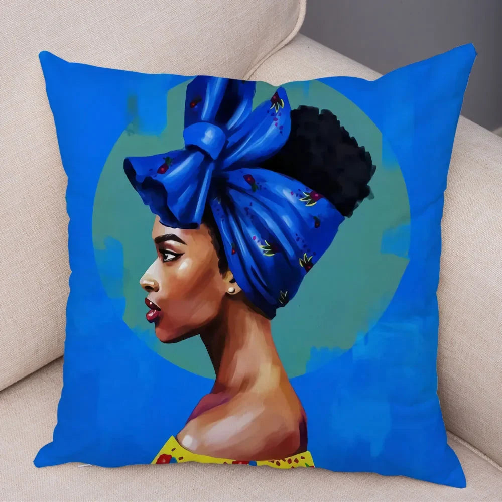 Afro Glow Kussenhoes – Stylish Black Art voor Sofa & Slaapkamer