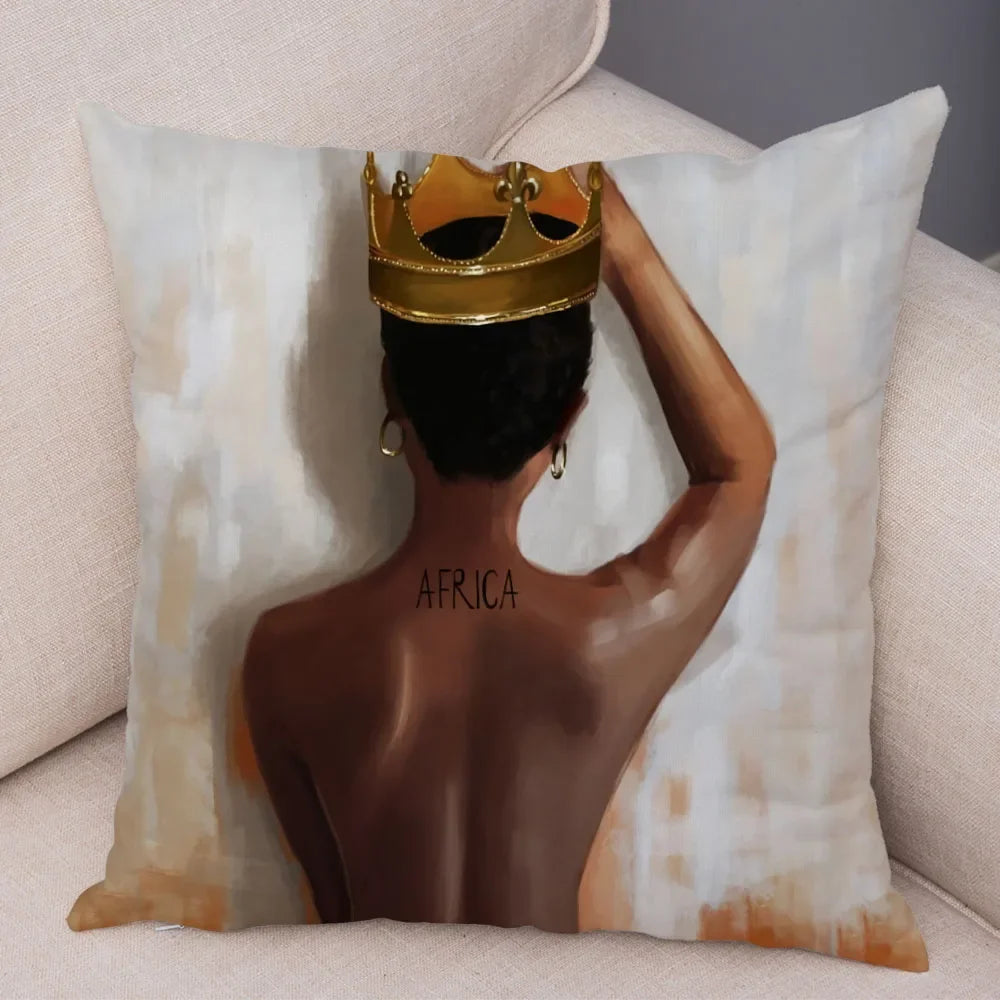 Afro Glow Kussenhoes – Stylish Black Art voor Sofa & Slaapkamer