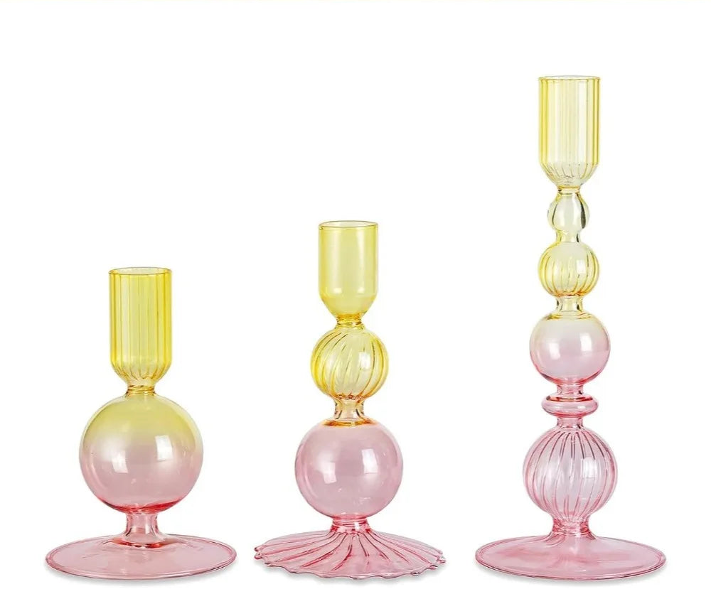 3-Piece Set of Glass Candle Holders – Stylish Table Decoration