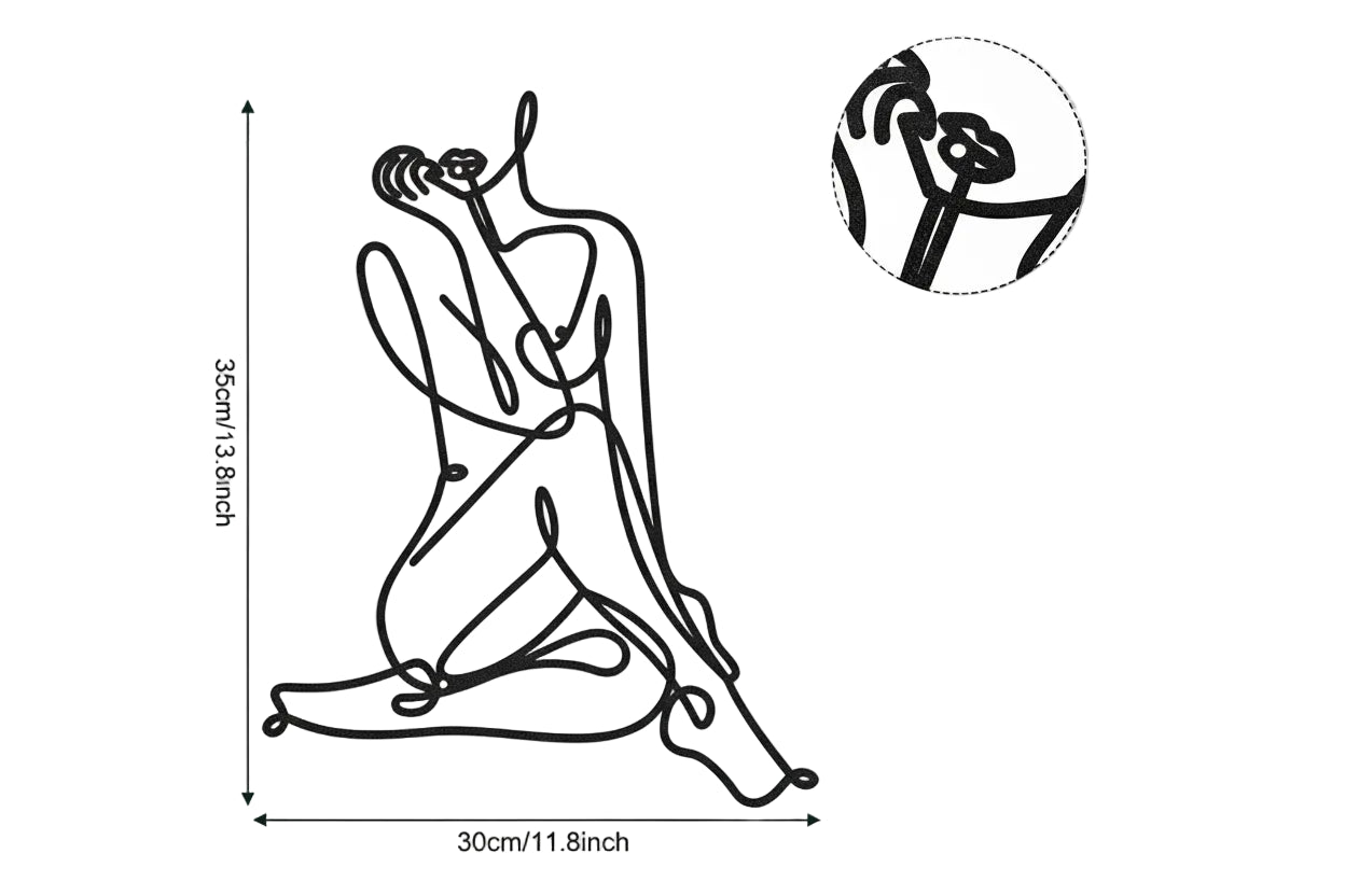 Minimalistische Metalen Vrouw Wire Art – Abstracte Wanddecoratie