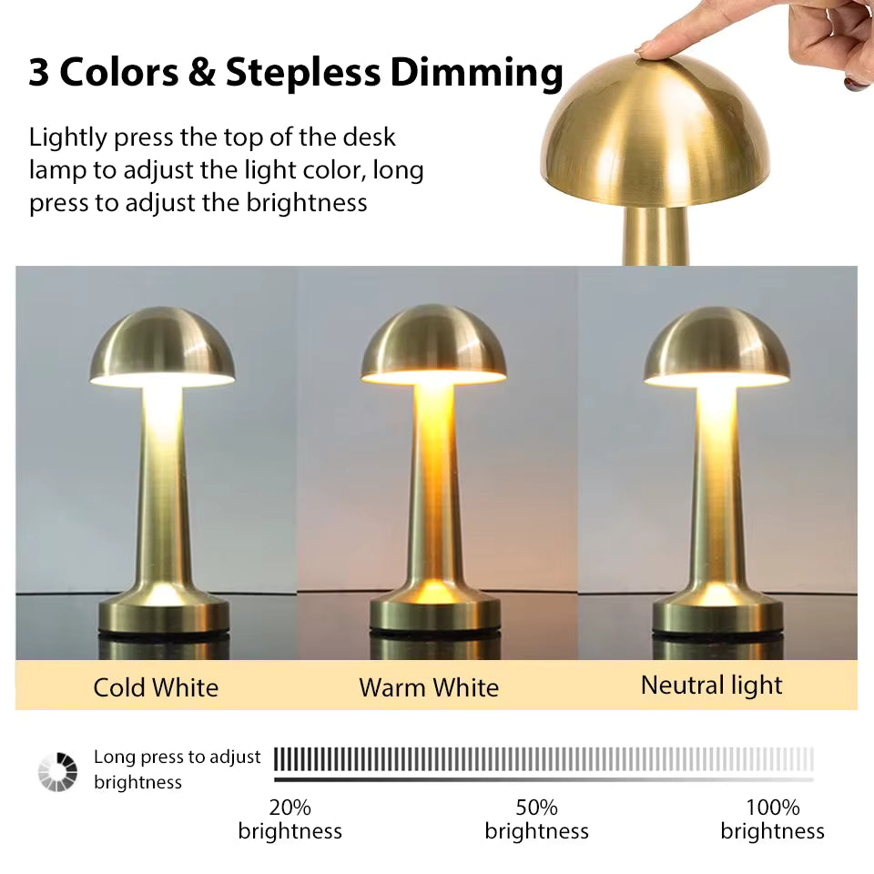 LED Paddenstoel Tafellamp – Touch Control & Draadloos Design