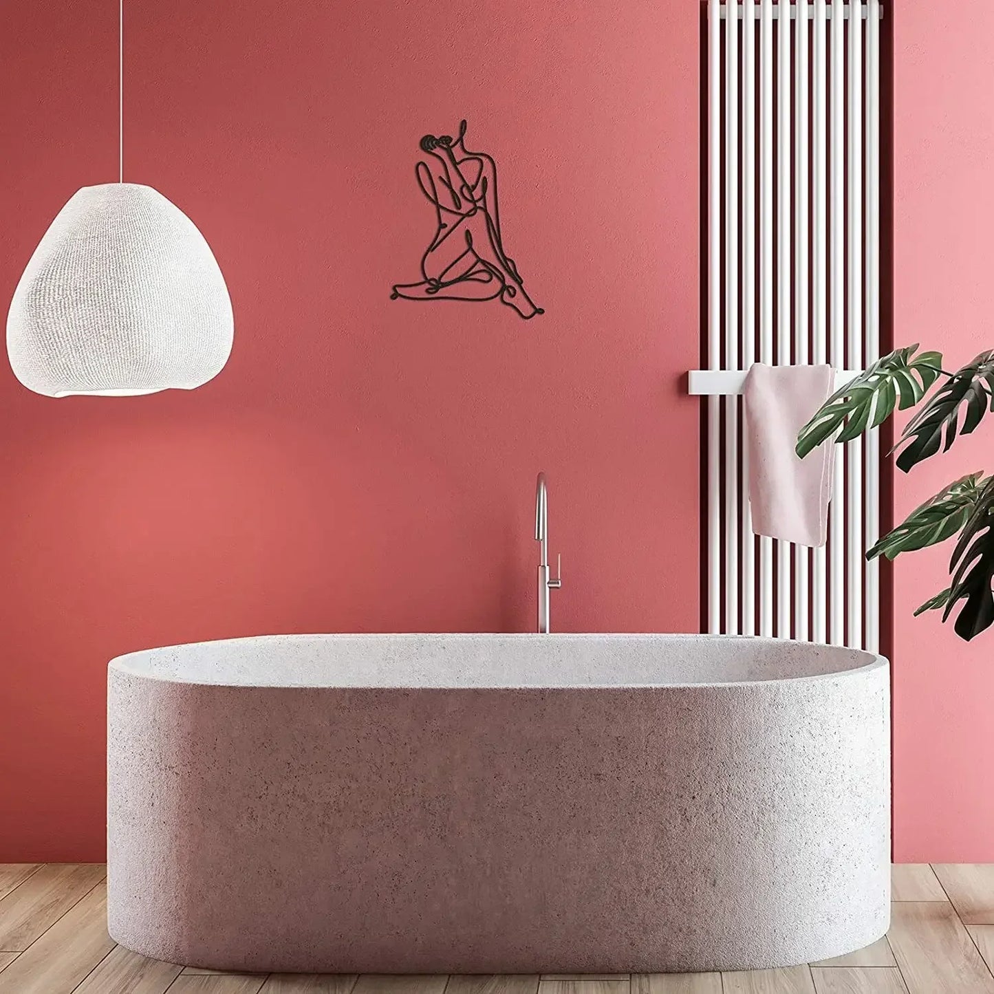 Minimalistische Metalen Vrouw Wire Art – Abstracte Wanddecoratie