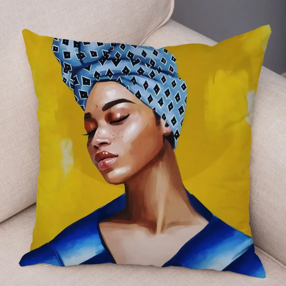 Afro Glow Kussenhoes – Stylish Black Art voor Sofa & Slaapkamer