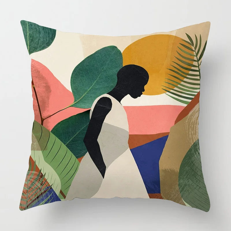 Abstract Black Art Kussenhoes – Organisch Portret Design