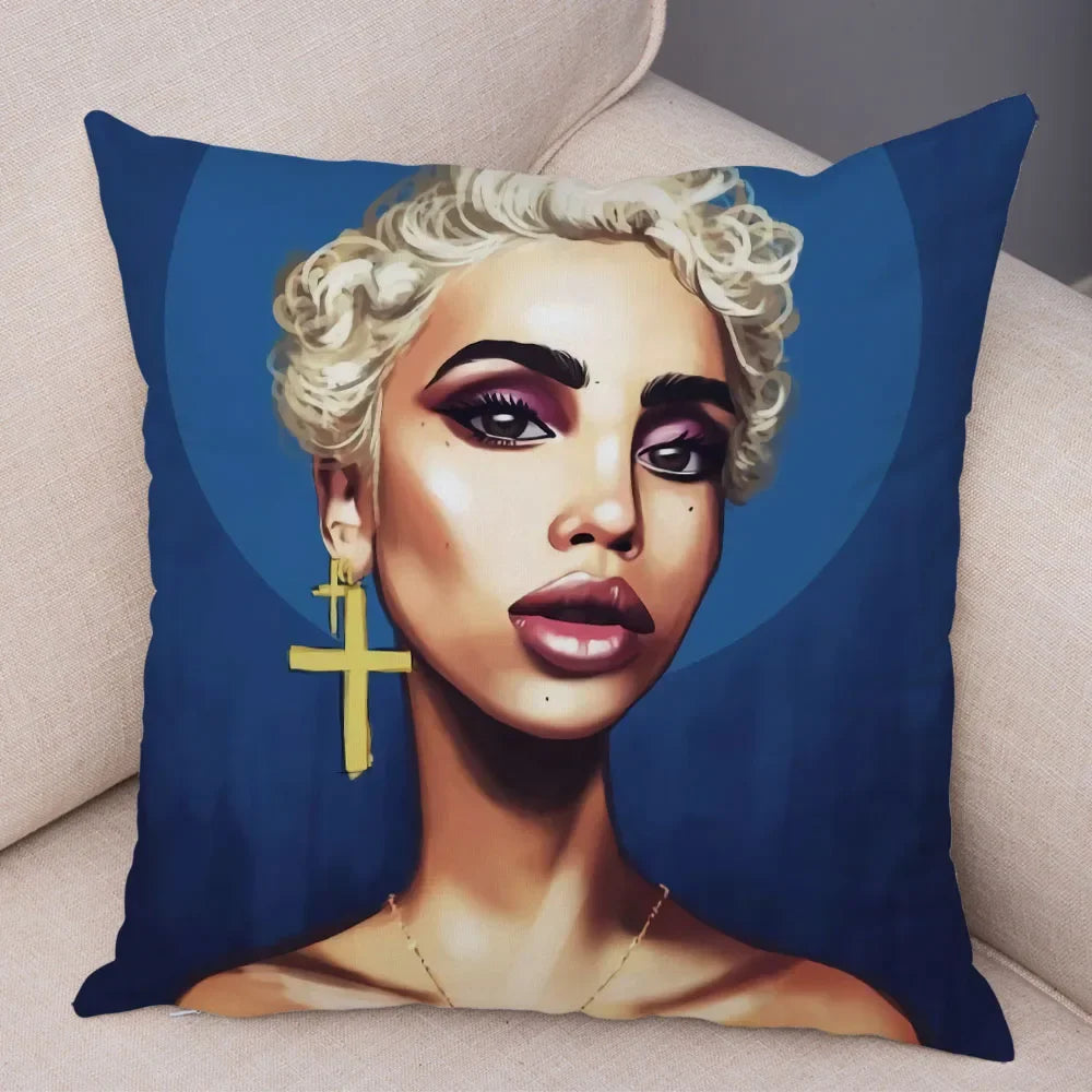 Afro Glow Kussenhoes – Stylish Black Art voor Sofa & Slaapkamer