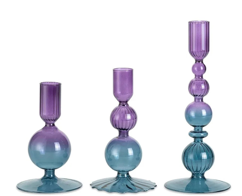 3-delige Set Glazen Kaarsenhouders – Stijlvolle Tafeldecoratie