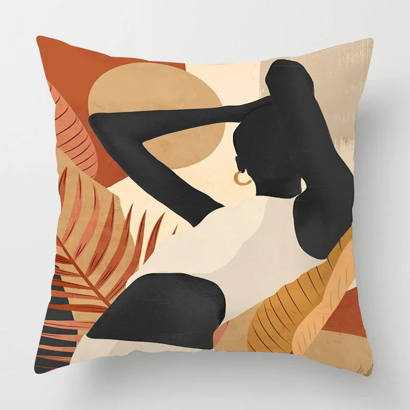 Abstract Black Art Kussenhoes – Organisch Portret Design