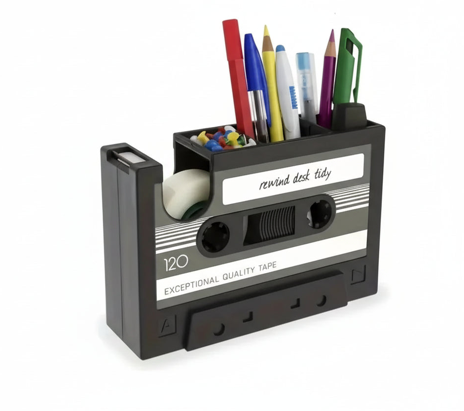 Retro Tape Pen Holder – Desk Organizer &amp; Stationery Storage