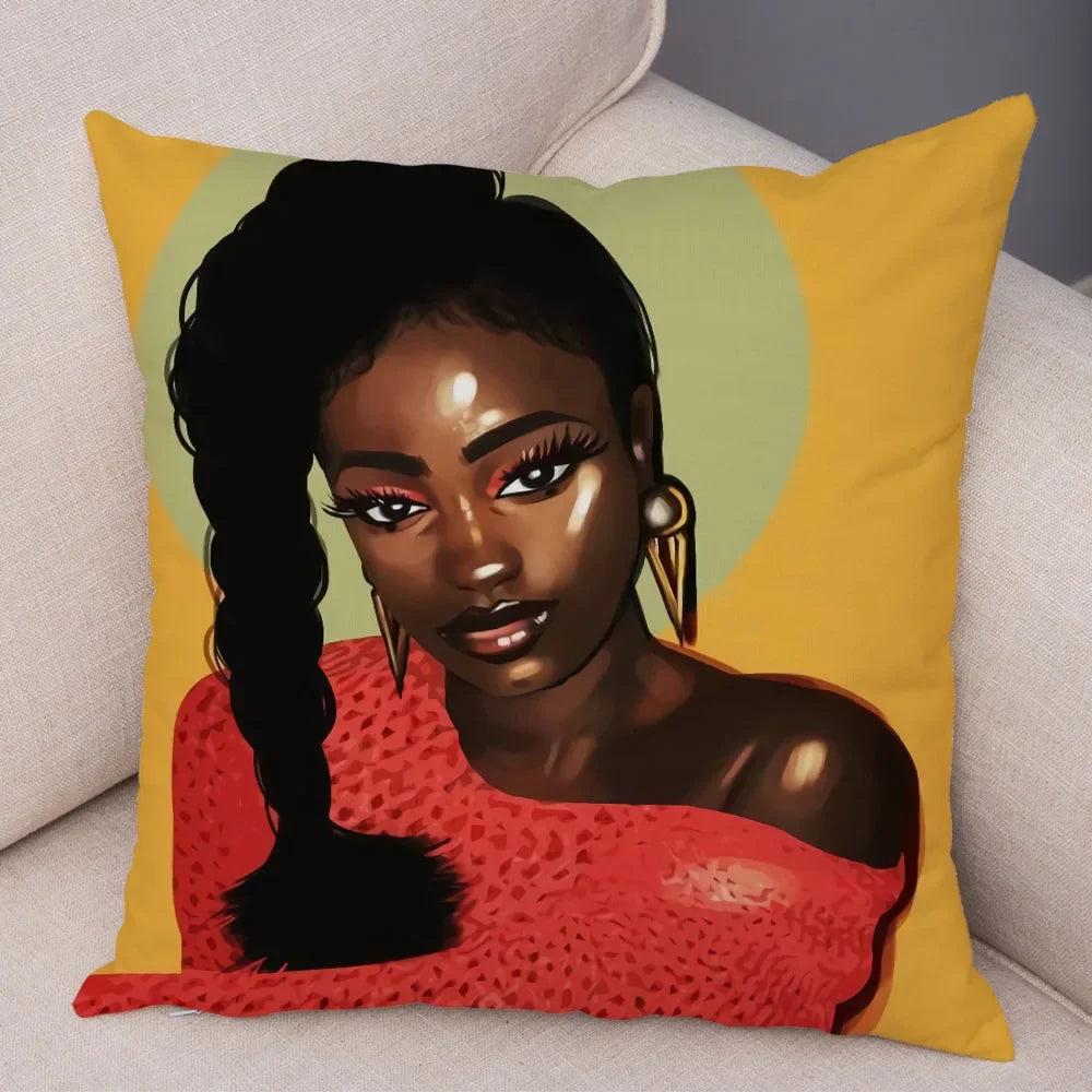 Afro Glow Kussenhoes – Stylish Black Art voor Sofa & Slaapkamer